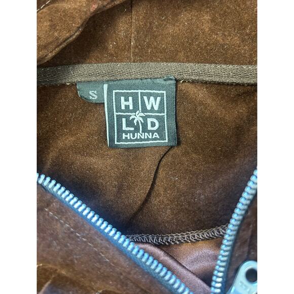 HWLD Hunna Brown Zip Lore Jacket Size Small Chocolate Streetwear - Picture 8 of 8
